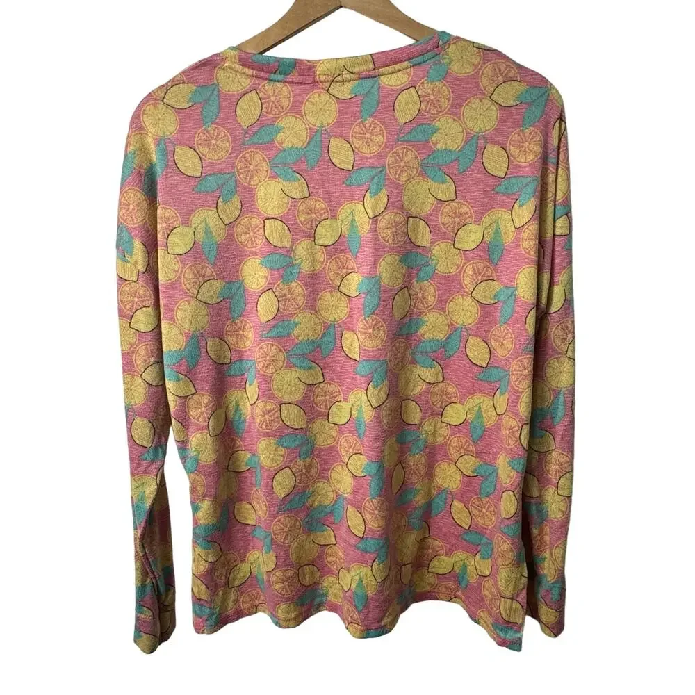 Rosie Harlow Pink Lemon Pajama Top Size Large